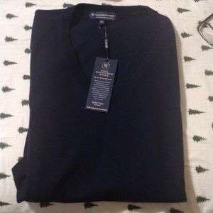 Hart Schaffner & Marx Navy Sweater Vest Extra Fine Marino Wool Size 3XB